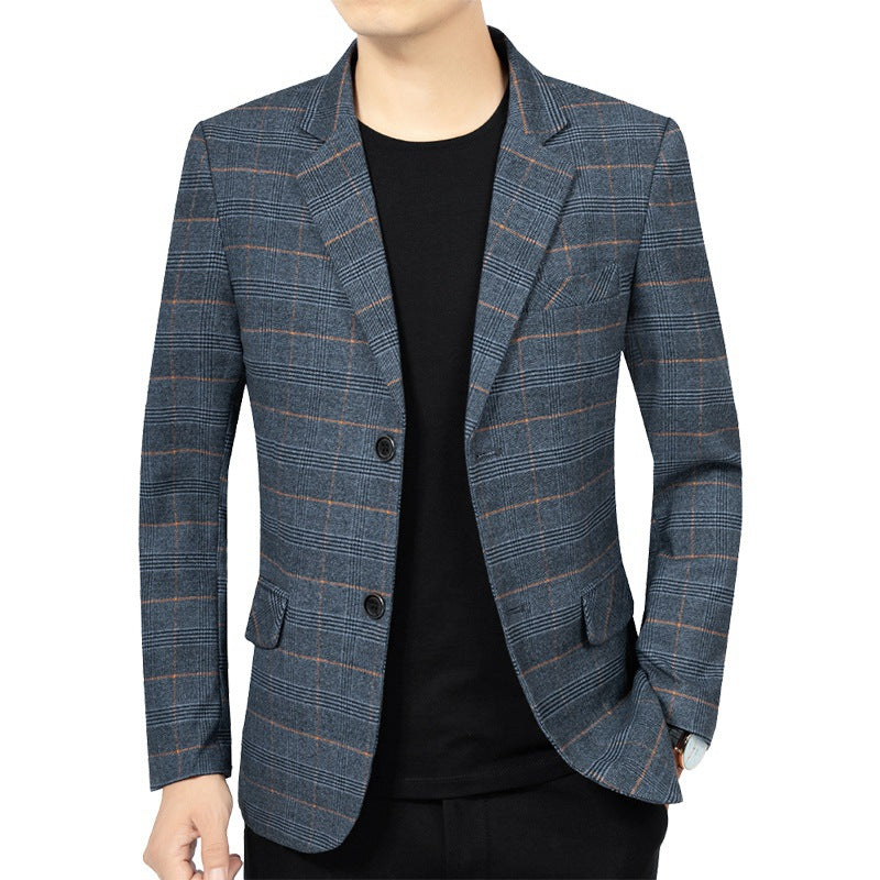 Valerio | Giacca blazer da uomo a quadri, rever dentellato, monopetto, stile elegante casual