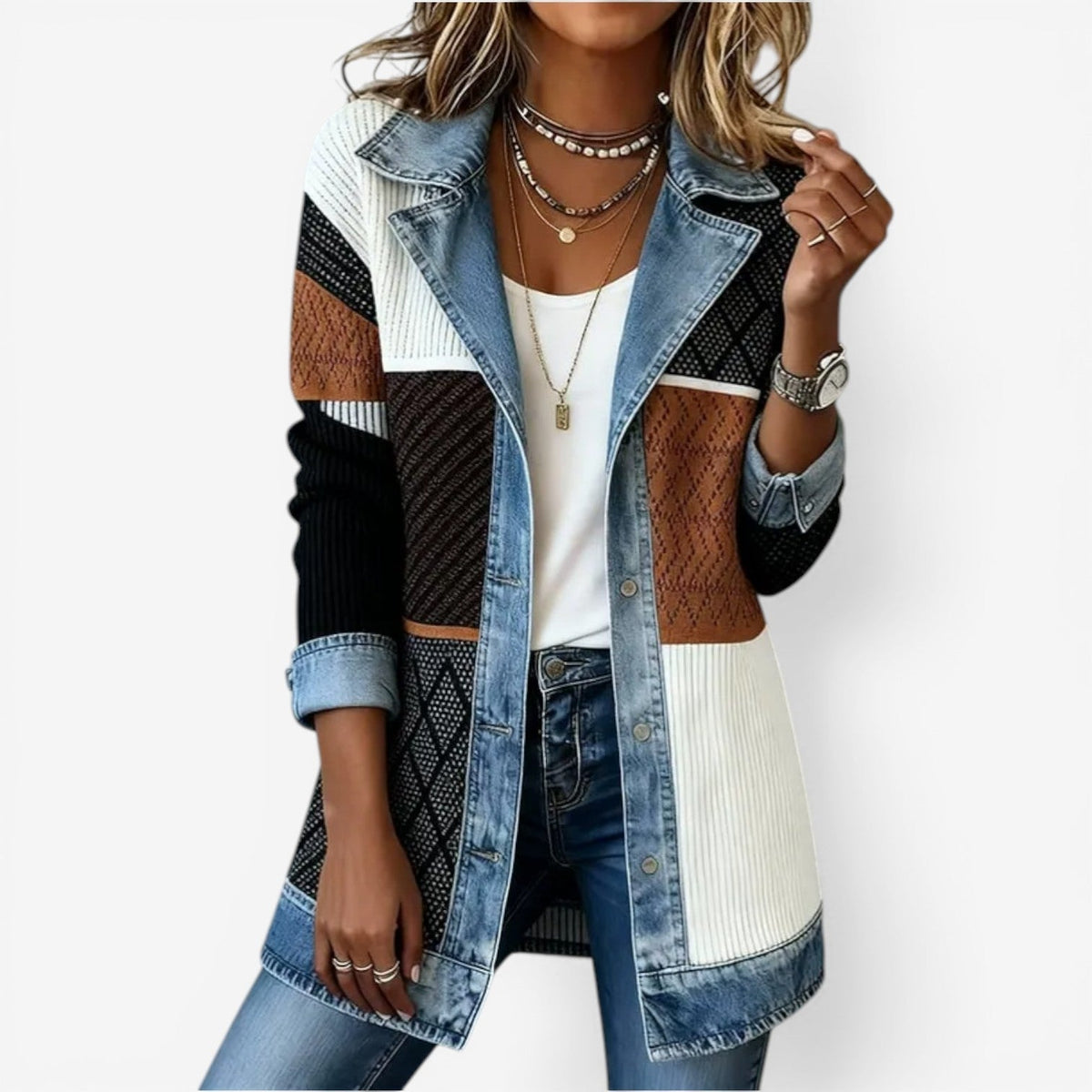Rosanna | Women's Textured Layered-Collar Button Jacket original photo 3