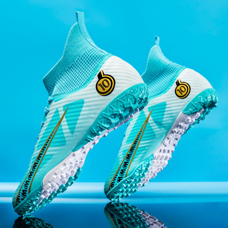 Nicolo | Men's High-Top AG Football Boots with Lace-Up Front – Turquoise