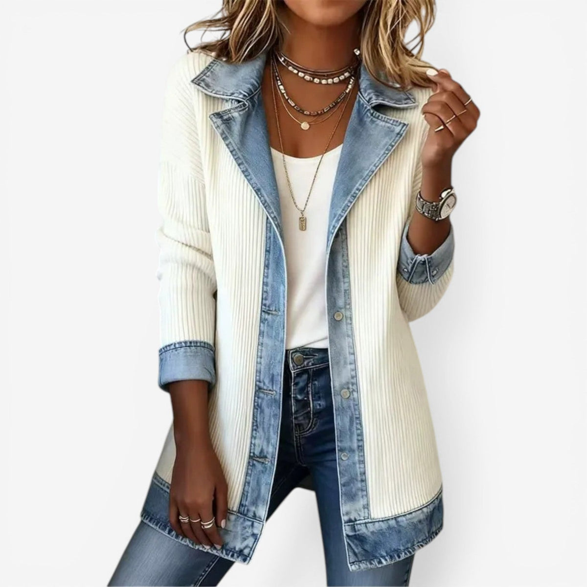 Rosanna | Women's Textured Layered-Collar Button Jacket original photo 1