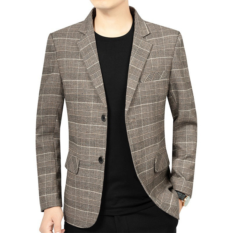 Valerio | Giacca blazer da uomo a quadri, rever dentellato, monopetto, stile elegante casual