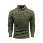 Fabio | Maglione da uomo con collo a scialle, maglia testurizzata, abbottonatura al collo e polsini a coste
