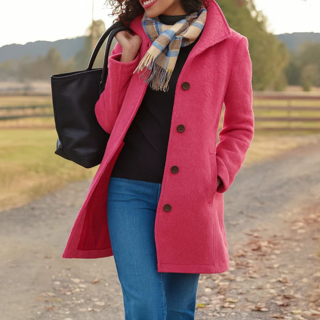 Vittoria | Women's Button-Up Overcoat with Notch Lapels and Straight Cut