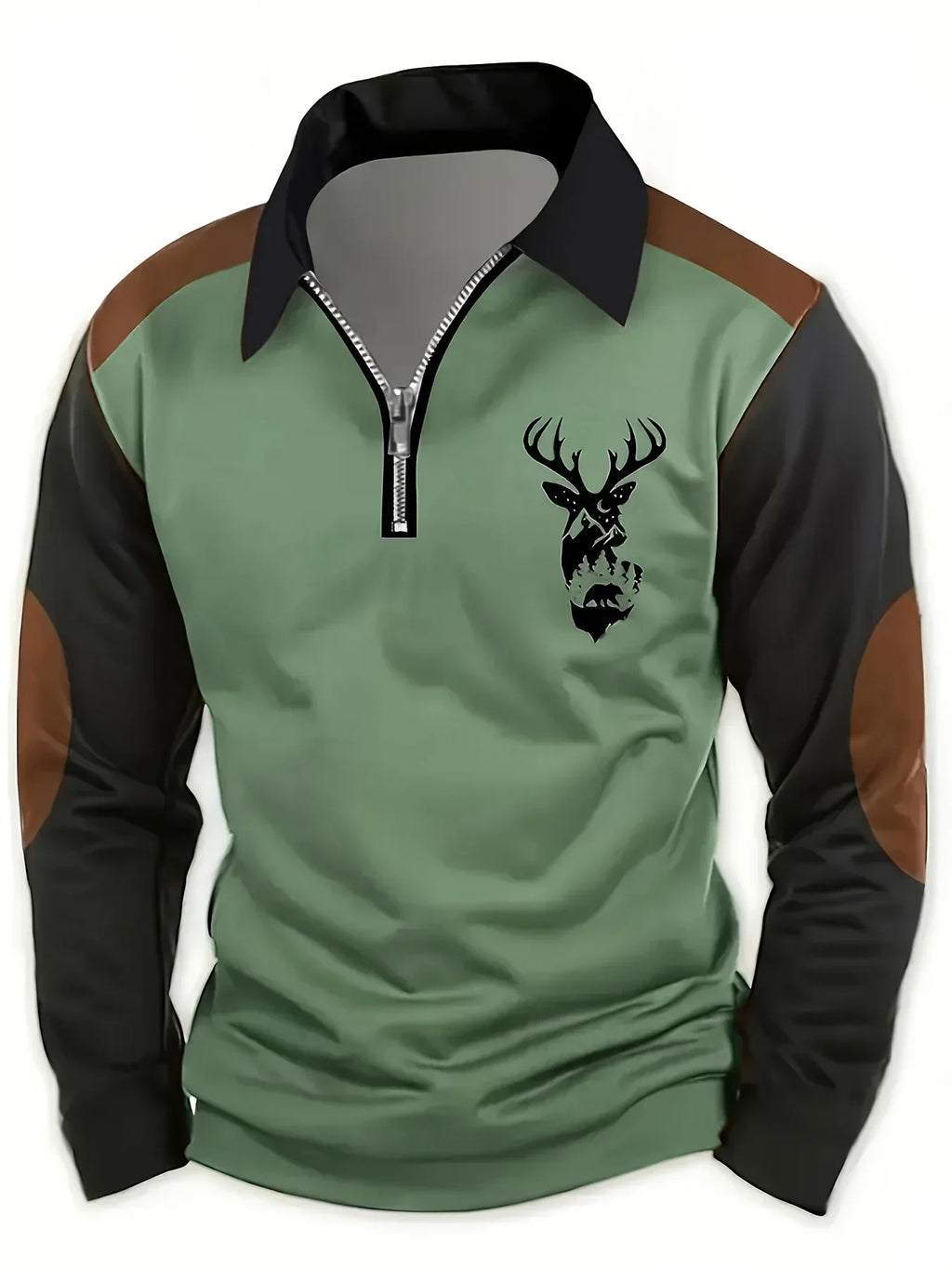 Filippo | Pullover da uomo con mezza zip, motivo a blocchi di colore, ricamo e maniche lunghe