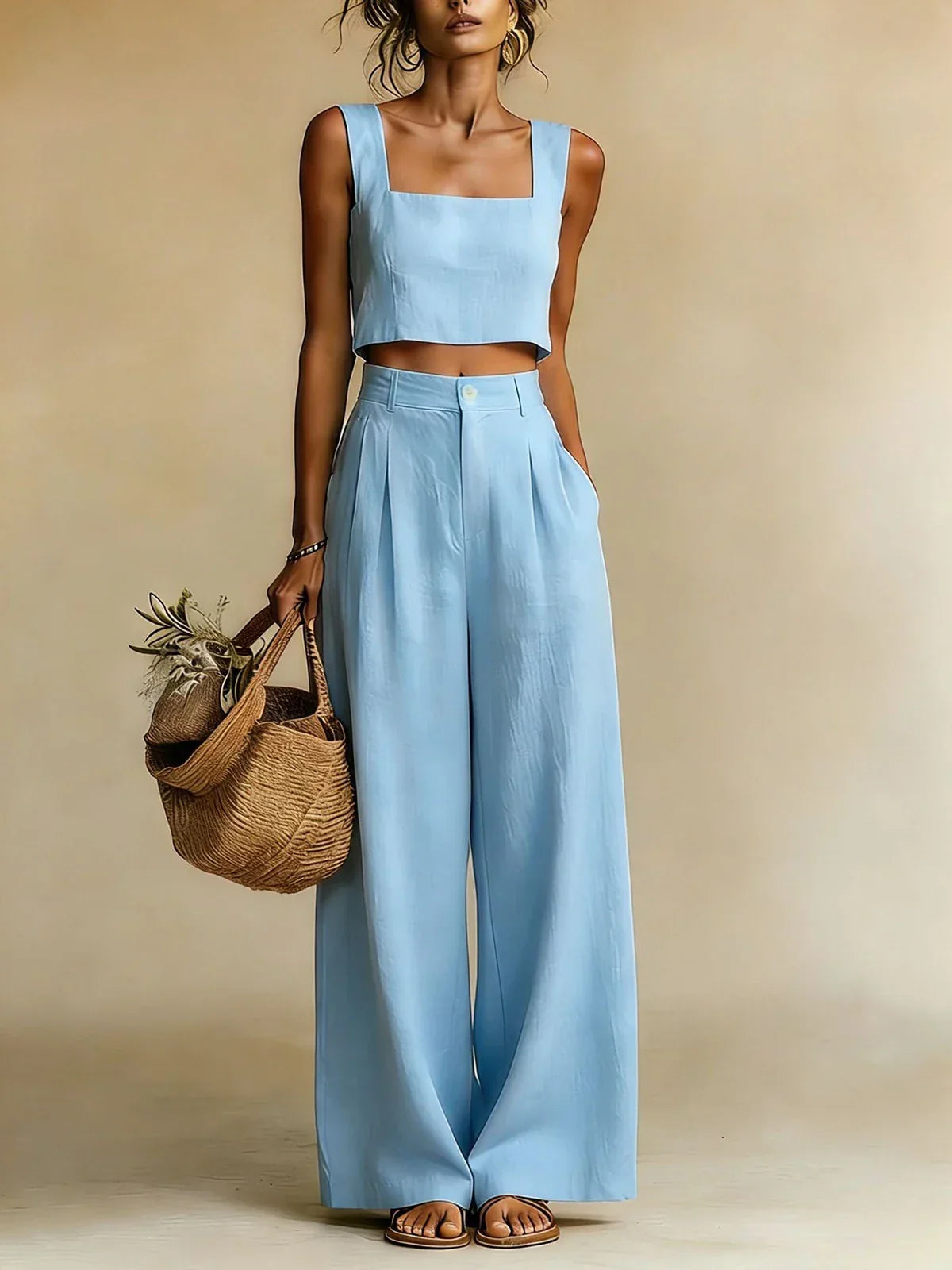 Women's Palazzo Trousers and Coordinated Top Set - original product view 5