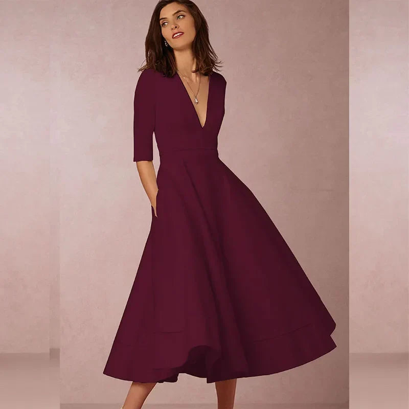Rosalia | Women's Vintage 1960s A-Line Swing Dress – Burgundy
