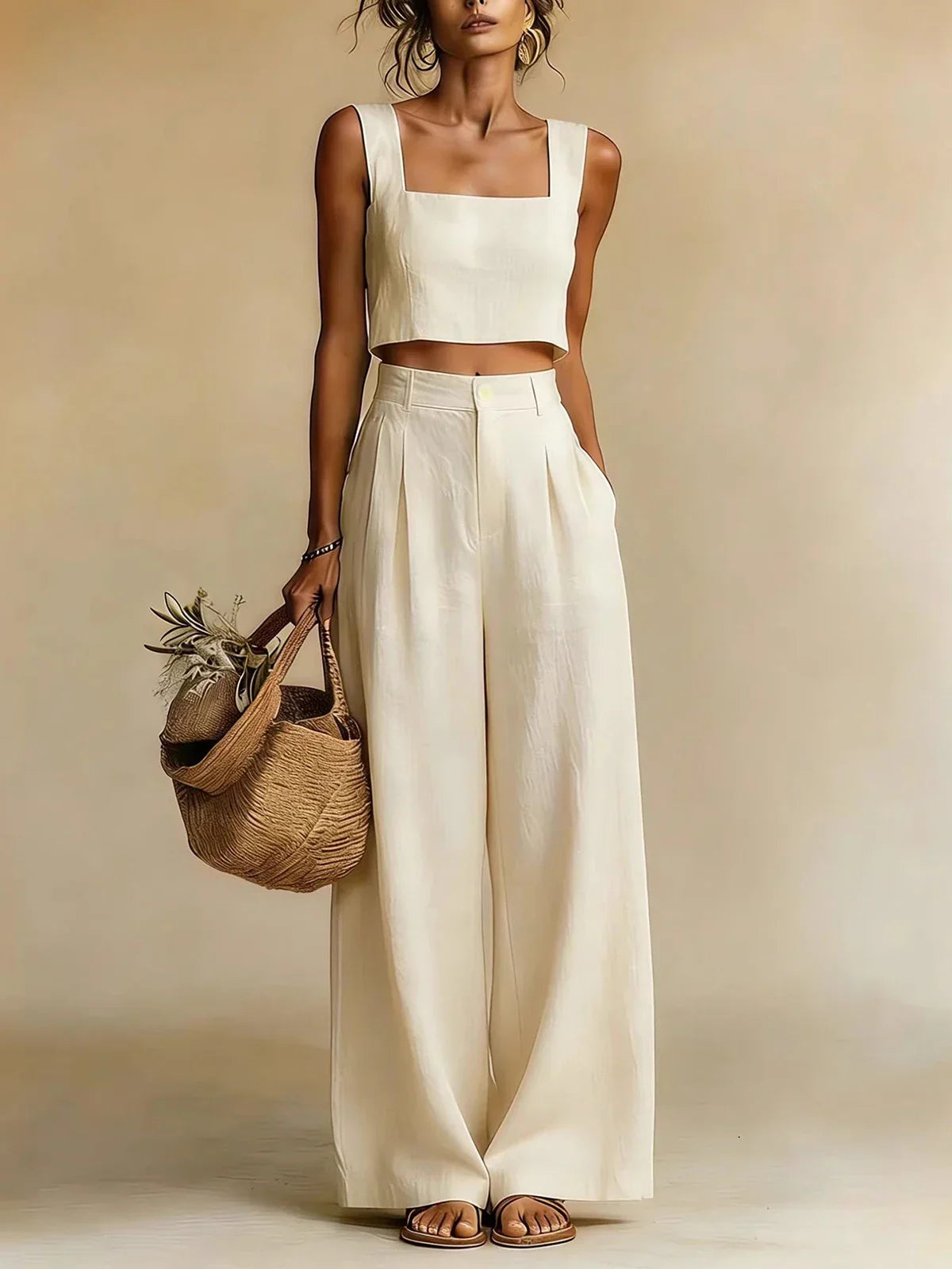 Women's Palazzo Trousers and Coordinated Top Set - original product view 3