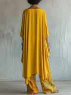 Women's Printed Asymmetric Top and Wide-Leg Trousers Set - original product view 3