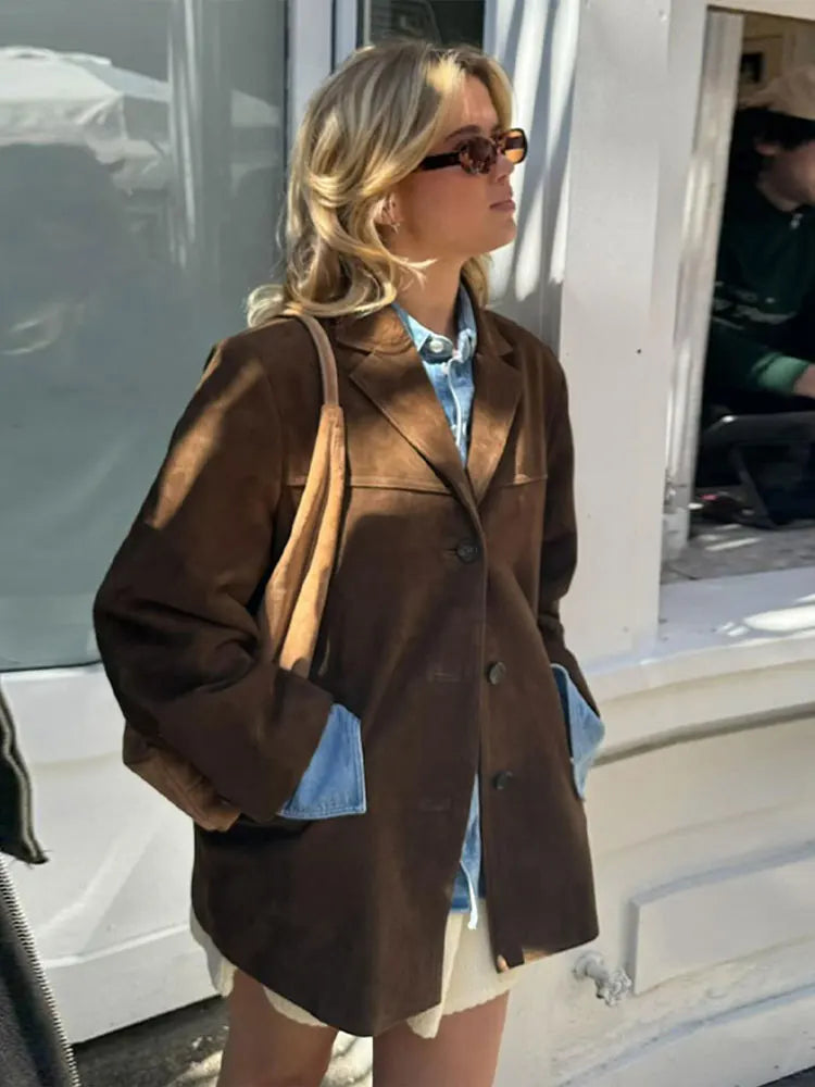 Clotilde Women's Classic Suede-Look Transitional Jacket original photograph