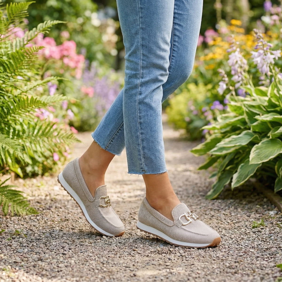 Marina | Women's Slip-On Sneaker-Style Loafers with Gold-Tone Accent - authentic source photo 6