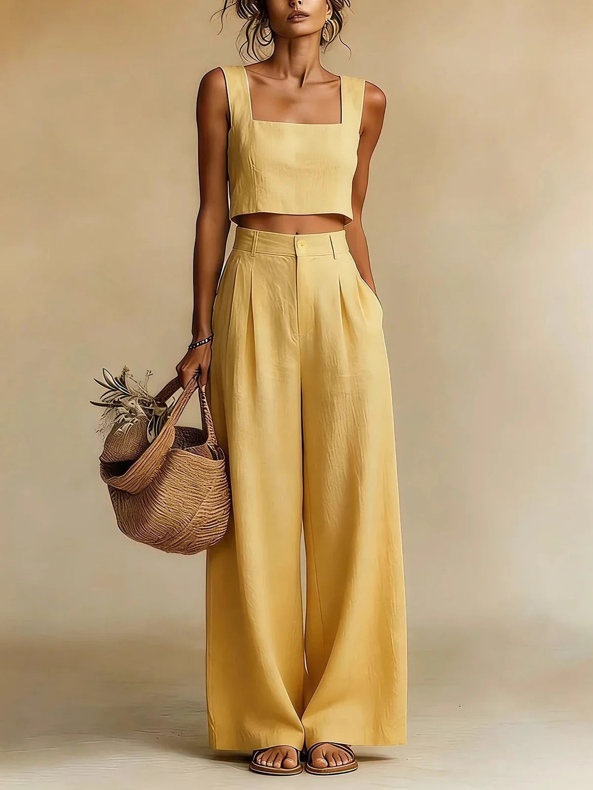 Women's Palazzo Trousers and Coordinated Top Set - original product view 1