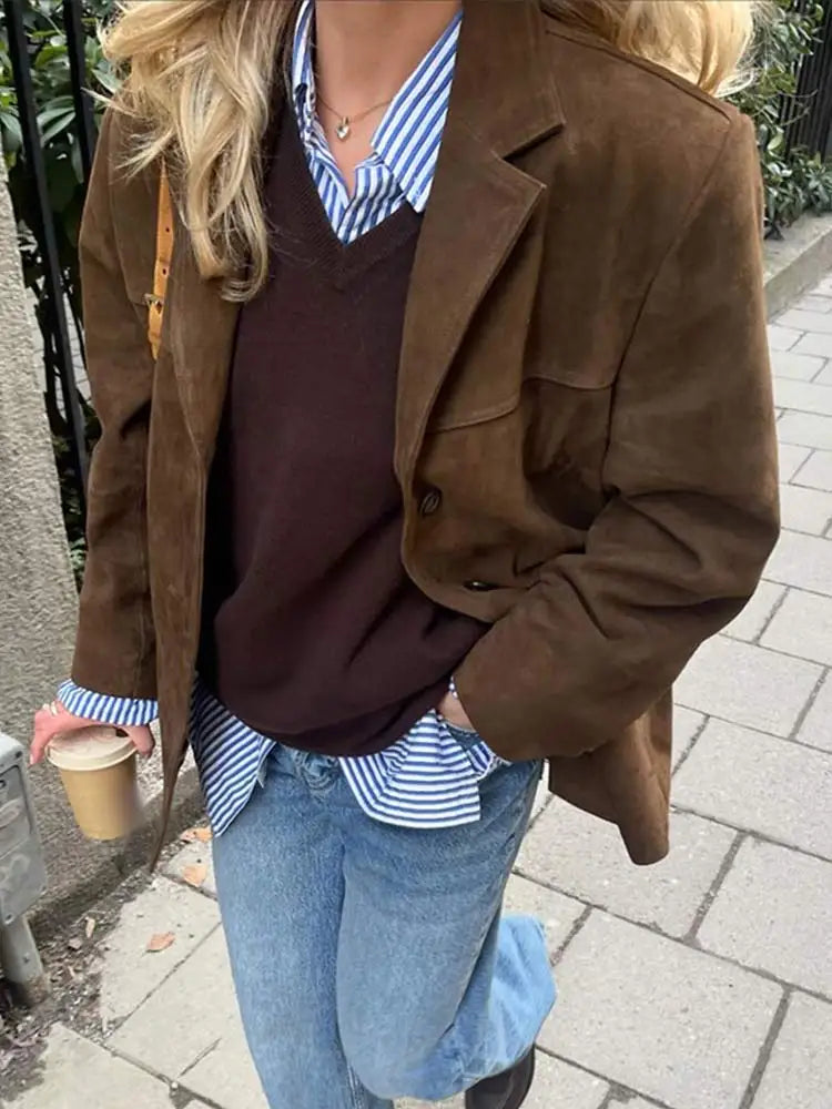 Clotilde Women's Classic Suede-Look Transitional Jacket original photograph