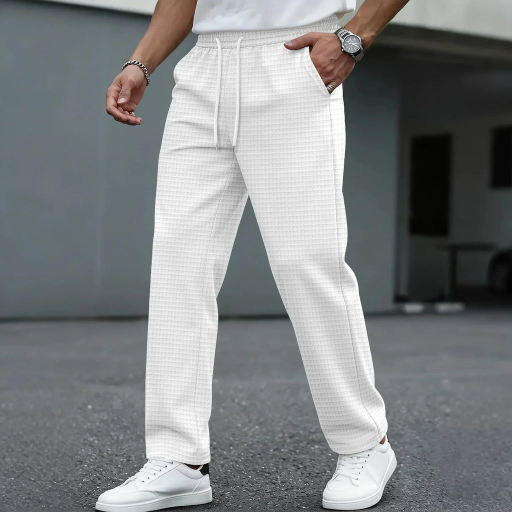 Adriano | Pantaloni da uomo con vita elasticizzata, coulisse, gamba dritta, stile elegante casual
