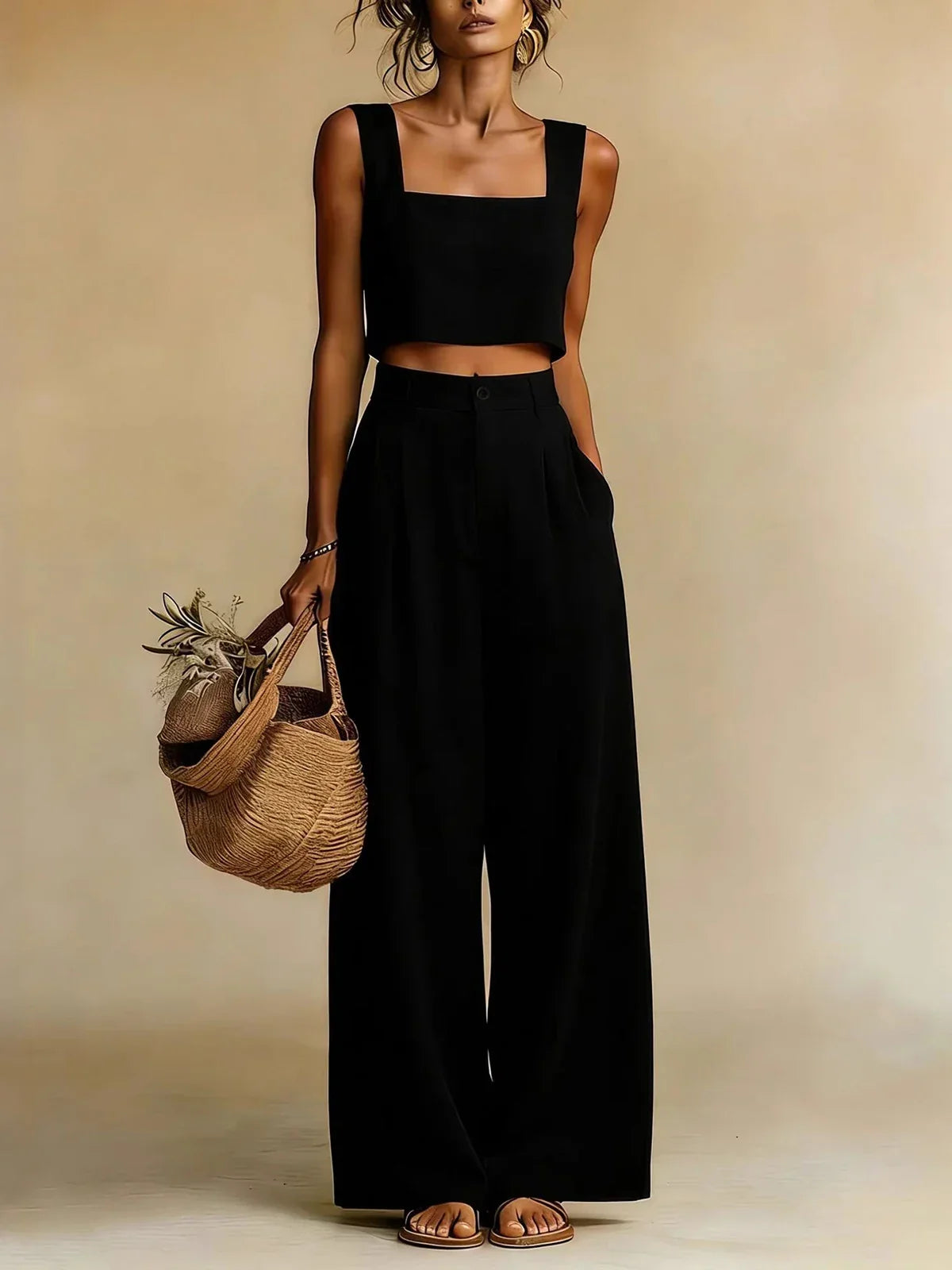 Women's Palazzo Trousers and Coordinated Top Set - original product view 2
