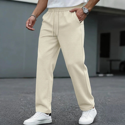 Adriano | Pantaloni da uomo con vita elasticizzata, coulisse, gamba dritta, stile elegante casual
