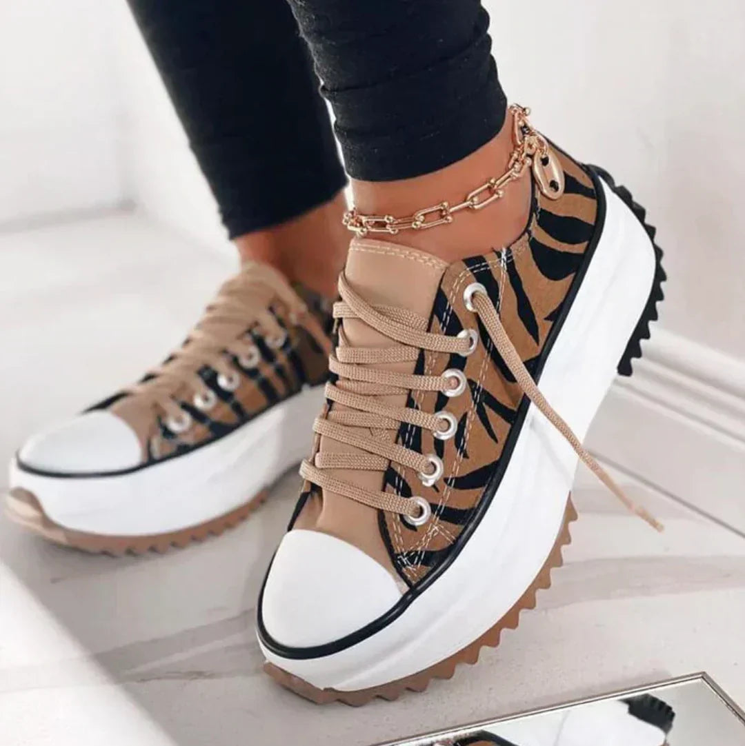 Fiorella | Women's Platform Low-Top Sneakers – Light Brown