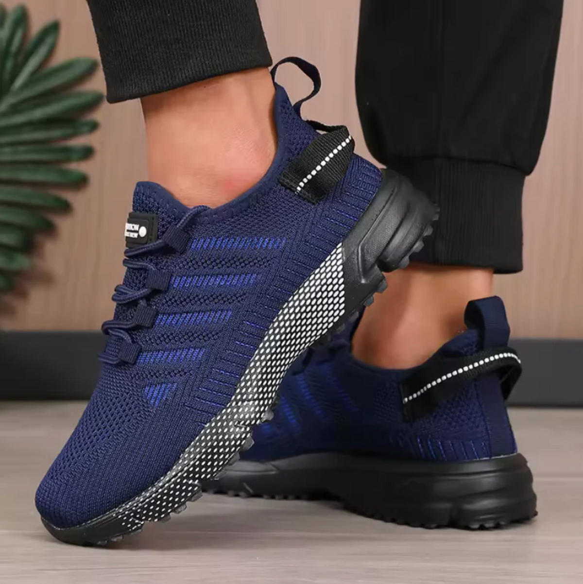 Sebastiano | Men's Lightweight Mesh-Look Everyday Sneakers – Navy