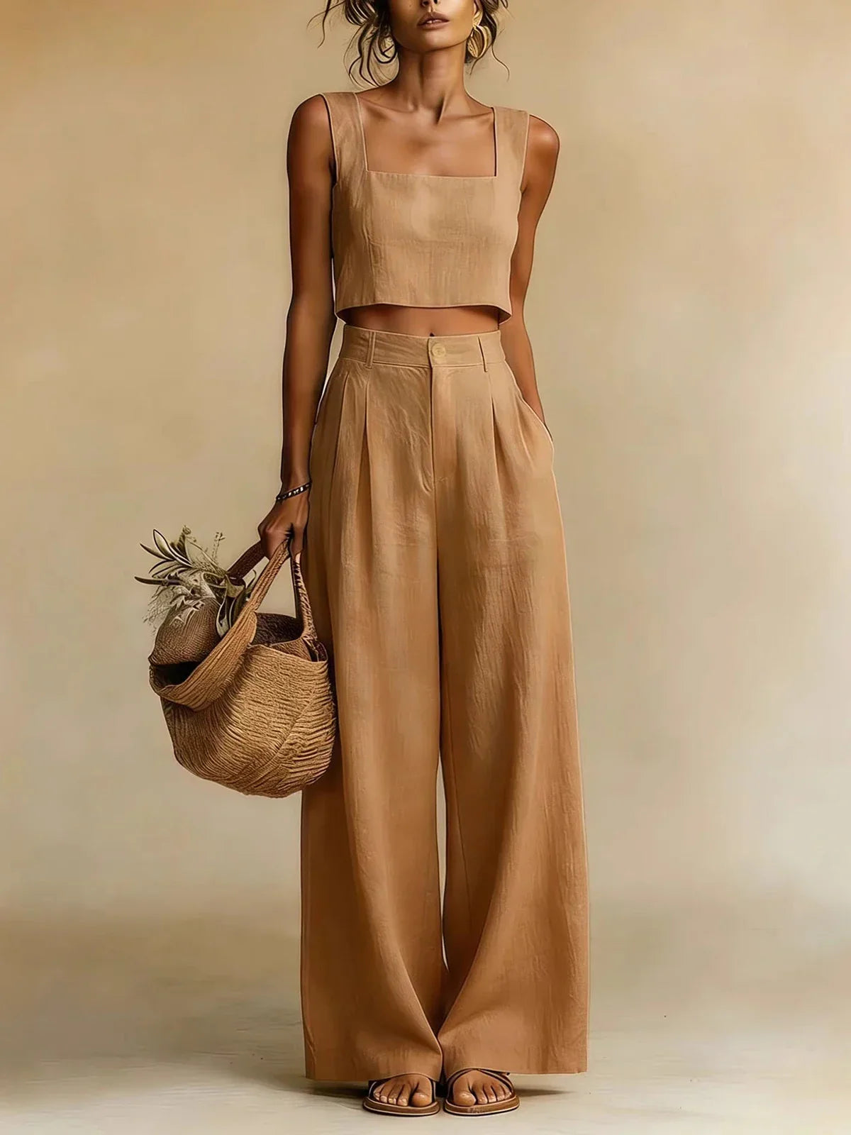 Women's Palazzo Trousers and Coordinated Top Set - original product view 4