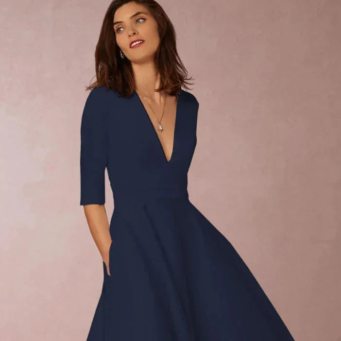 Rosalia | Women's Vintage 1960s A-Line Swing Dress – Navy