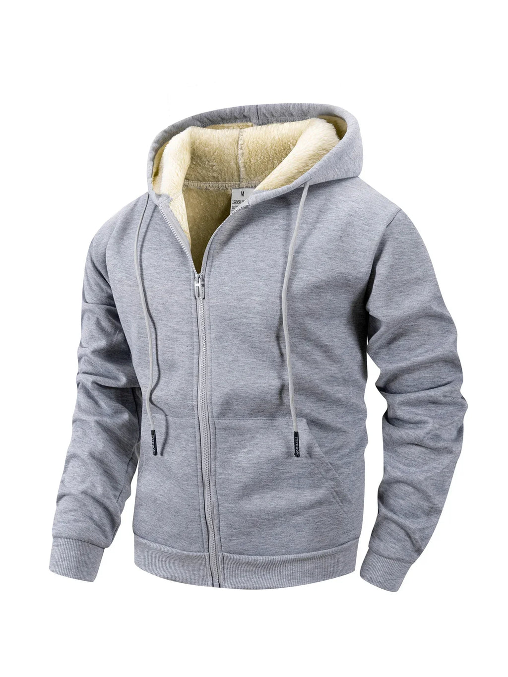 Andrea | Felpa con cappuccio da uomo in maglia, foderata in borg, con chiusura frontale integrale con zip