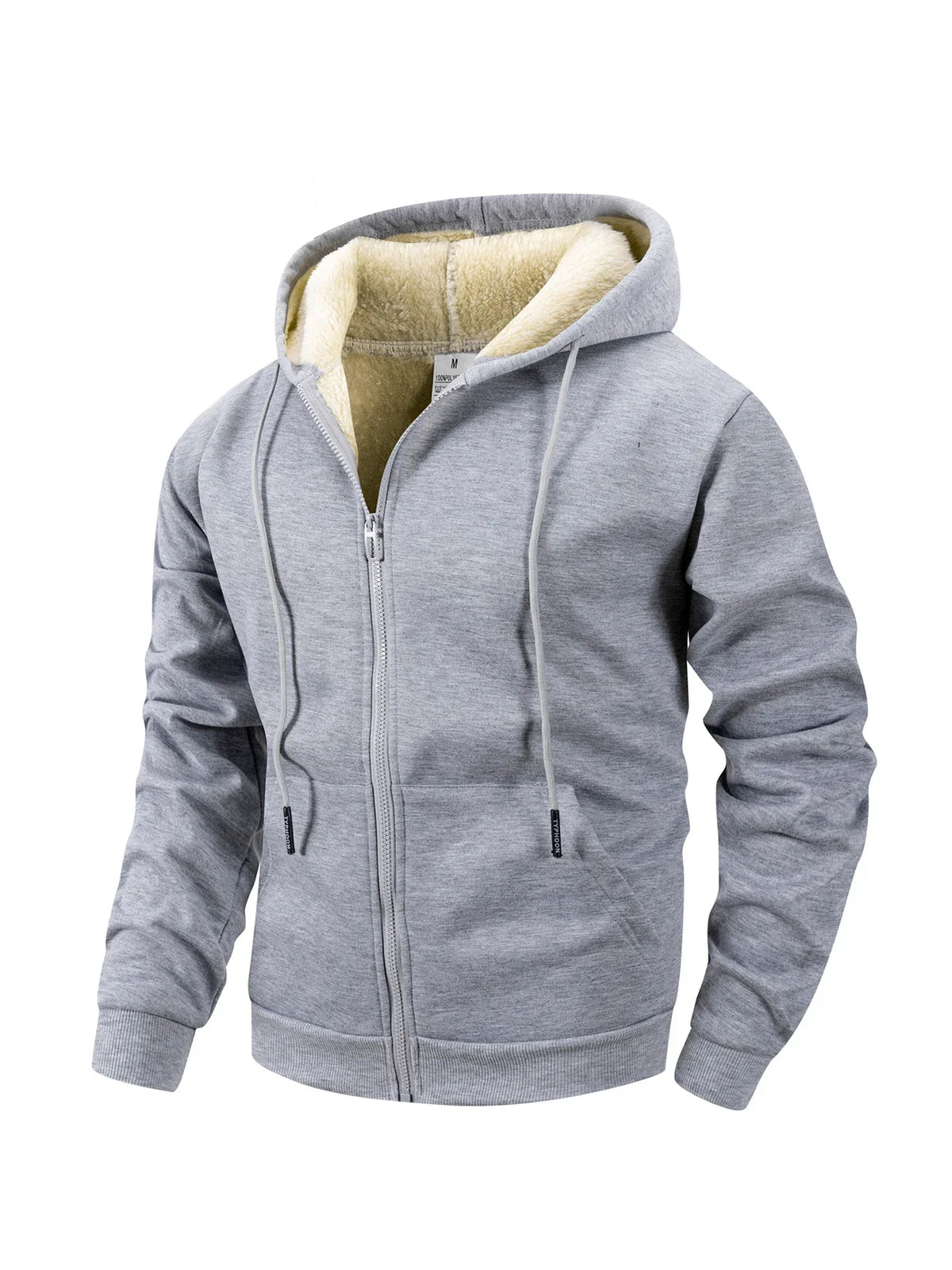 Andrea | Felpa con cappuccio da uomo in maglia, foderata in borg, con chiusura frontale integrale con zip