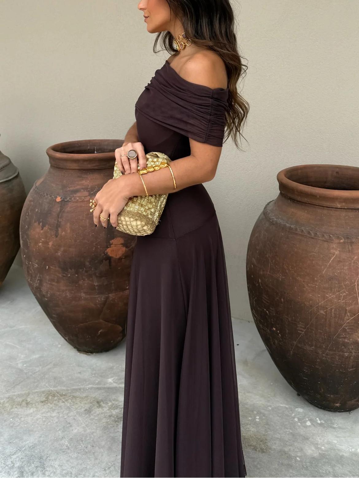 Women's Long Ceremony Dress with Sheer Mesh Overlay – source product image 5