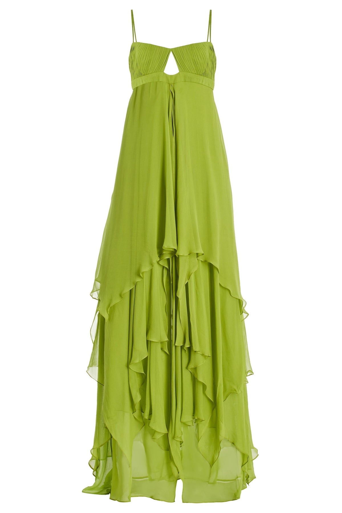 Livia pleated flared maxi dress in green