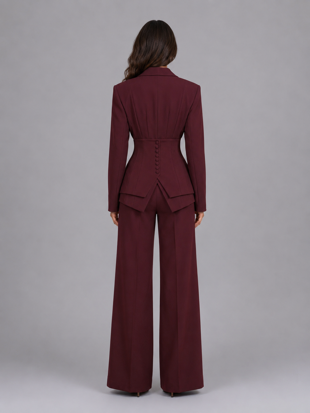 Women's Defined-Waist Blazer and Palazzo Trousers Suit product image