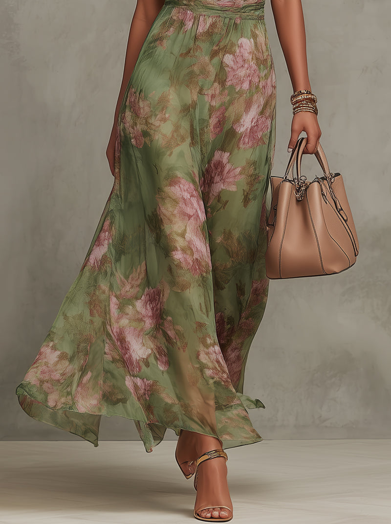 Tiziana | Women's Floral Halter-Neck Maxi Dress with Flowing Skirt - original image 4