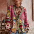 Margherita | Women's Bohemian Floral V-Neck Knit Cardigan, original source view 1