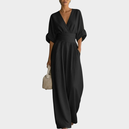 Women's Draped V-Neck Wide-Leg Jumpsuit - original photo 1