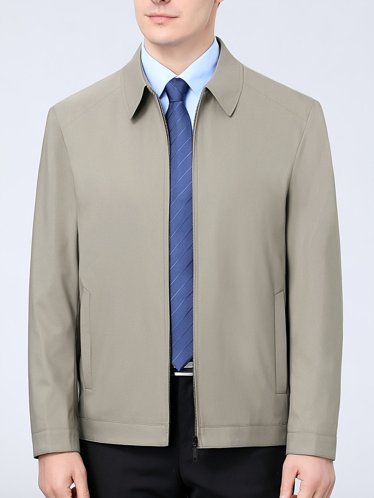 Alessandro | Blazer da uomo per look business con chiusura a zip, colletto a punta e stile smart casual da lavoro