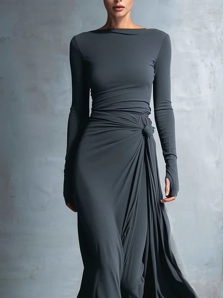 Women's Long-Sleeve Wrap-Knot Maxi Dress - original product view 2