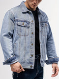 Raffaele | Giacca trucker da uomo in denim, collo a punta, chiusura frontale con bottoni e tasche sul petto
