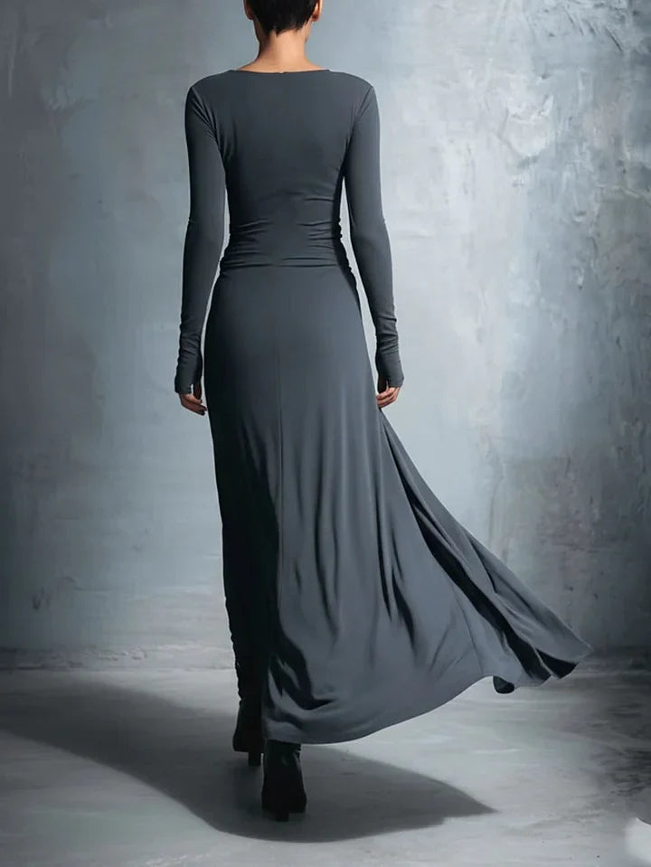 Women's Long-Sleeve Wrap-Knot Maxi Dress - original product view 3