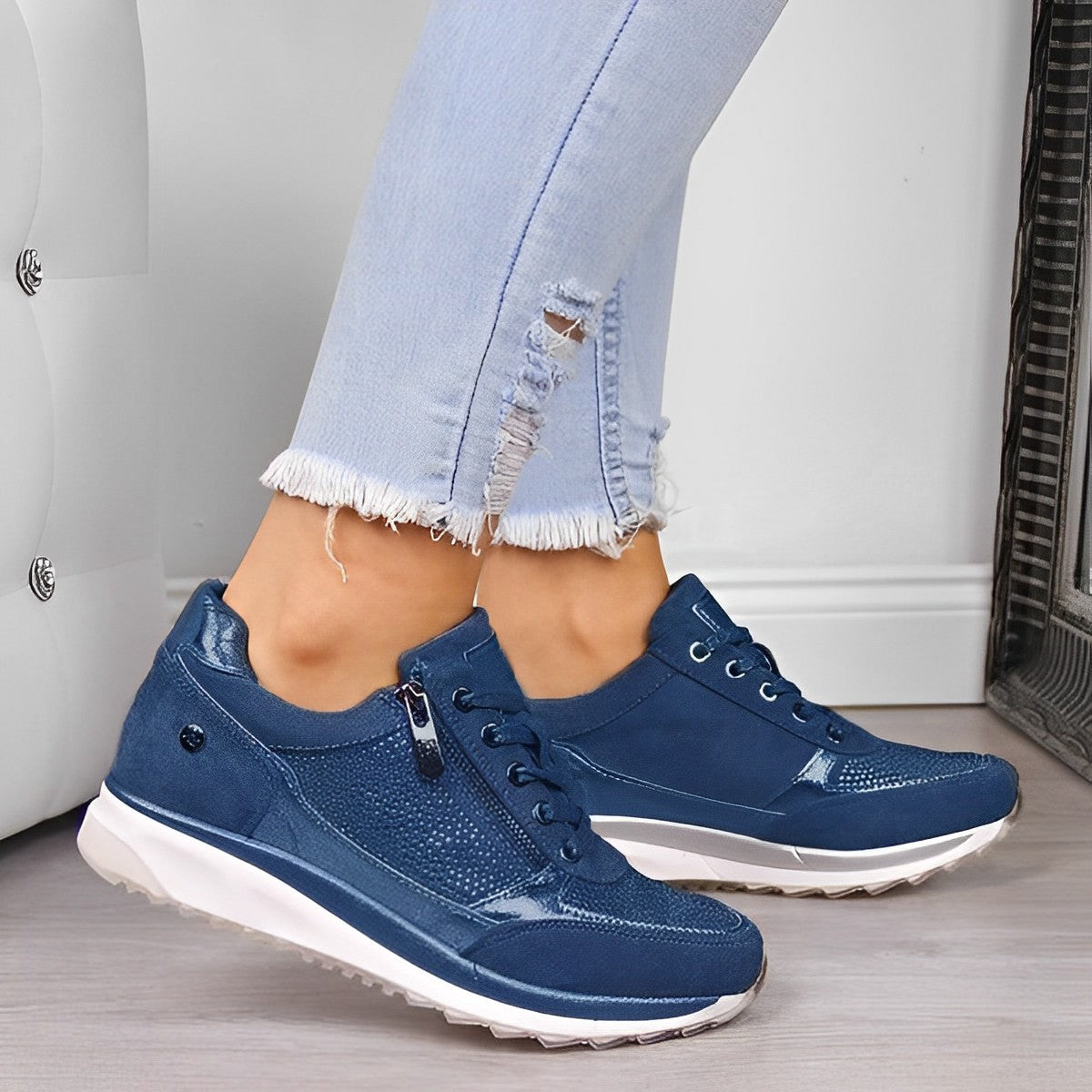 Rosamaria Women's Zip-Detail Everyday Sneakers original photo
