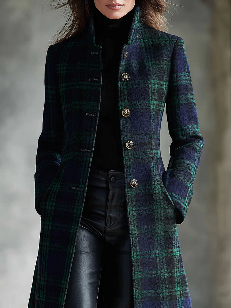 Ersilia Women's Midi Checked Colour-Block Jacket original source photo