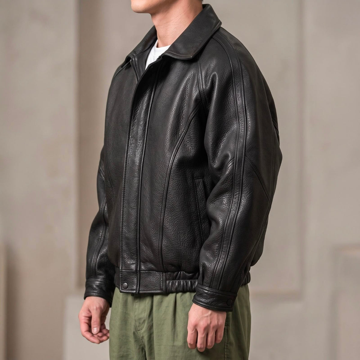 Men's Structured Zip-Front Collared Jacket original photo 2
