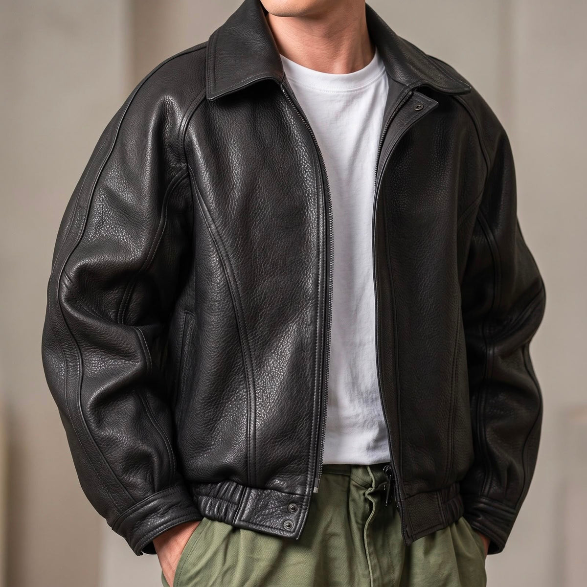 Men's Structured Zip-Front Collared Jacket original photo 1