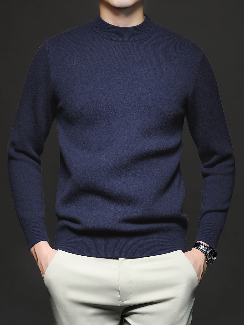 Emilio | Maglione da uomo a coste, collo alto, vestibilità slim e maniche lunghe lavorate a maglia
