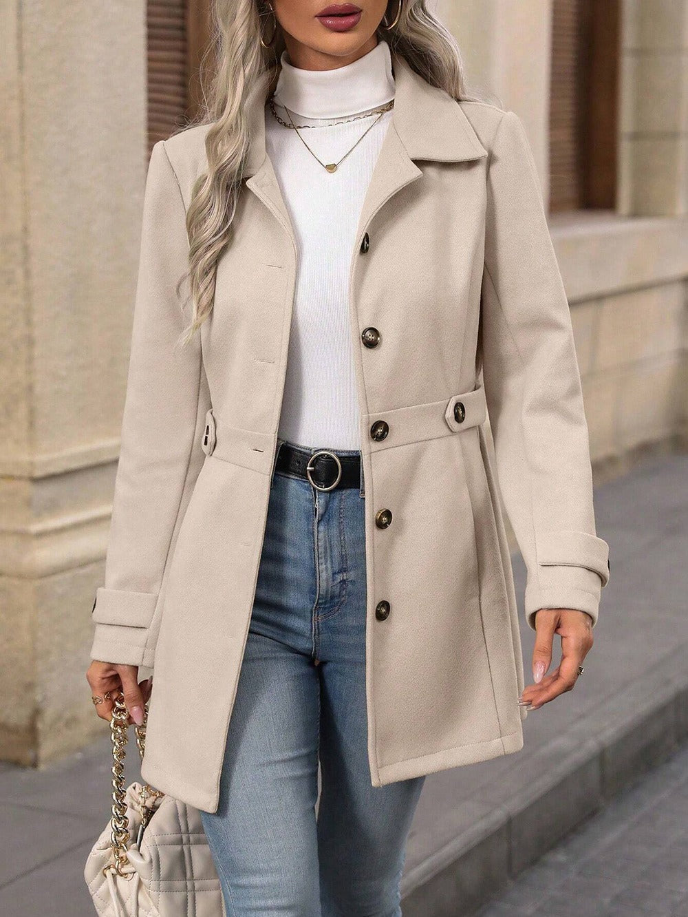 Giulia | Women's Classic Belted Mid-Season Trench Coat original photo 4