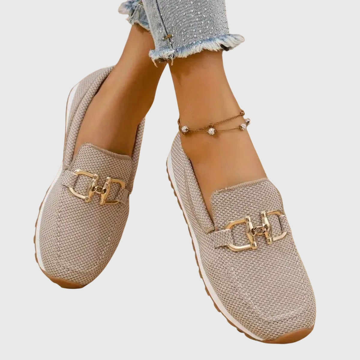Marina | Women's Slip-On Sneaker-Style Loafers with Gold-Tone Accent - authentic source photo 7