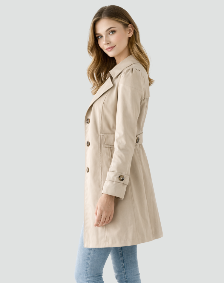 Women's Tailored Mid-Length Trench Coat with Lapels – original product photo 6