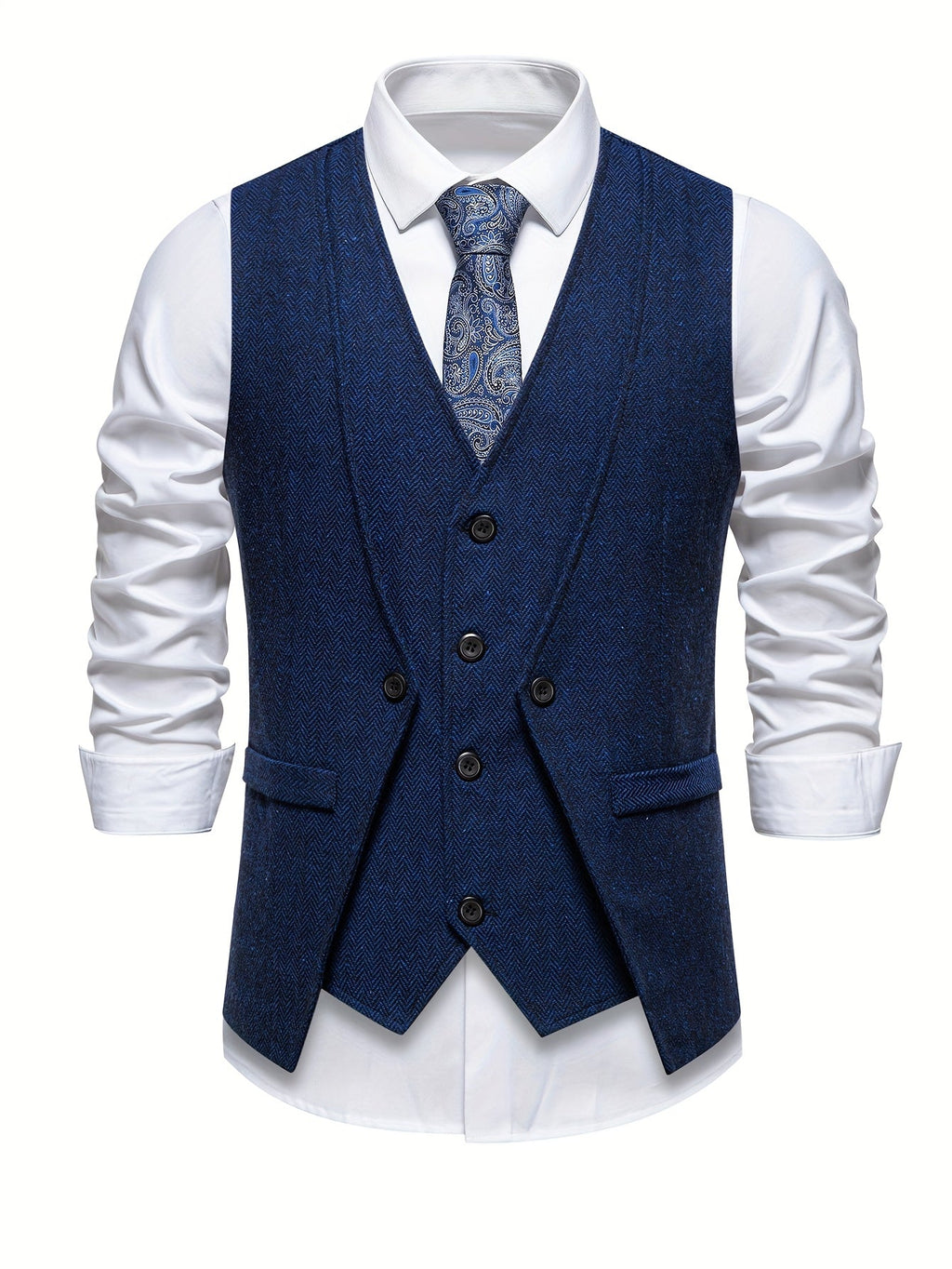 Diego | Gilet da uomo effetto tweed, scollo a V, texture, chiusura frontale con bottoni, stile vintage