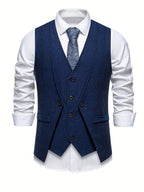 Diego | Gilet da uomo effetto tweed, scollo a V, texture, chiusura frontale con bottoni, stile vintage