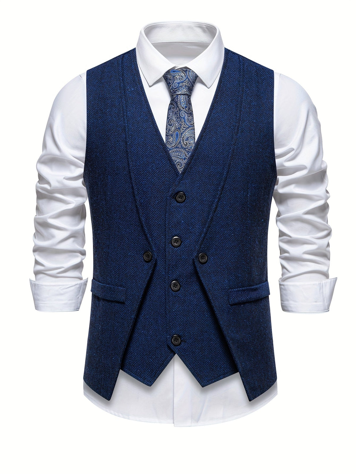 Diego | Gilet da uomo effetto tweed, scollo a V, texture, chiusura frontale con bottoni, stile vintage