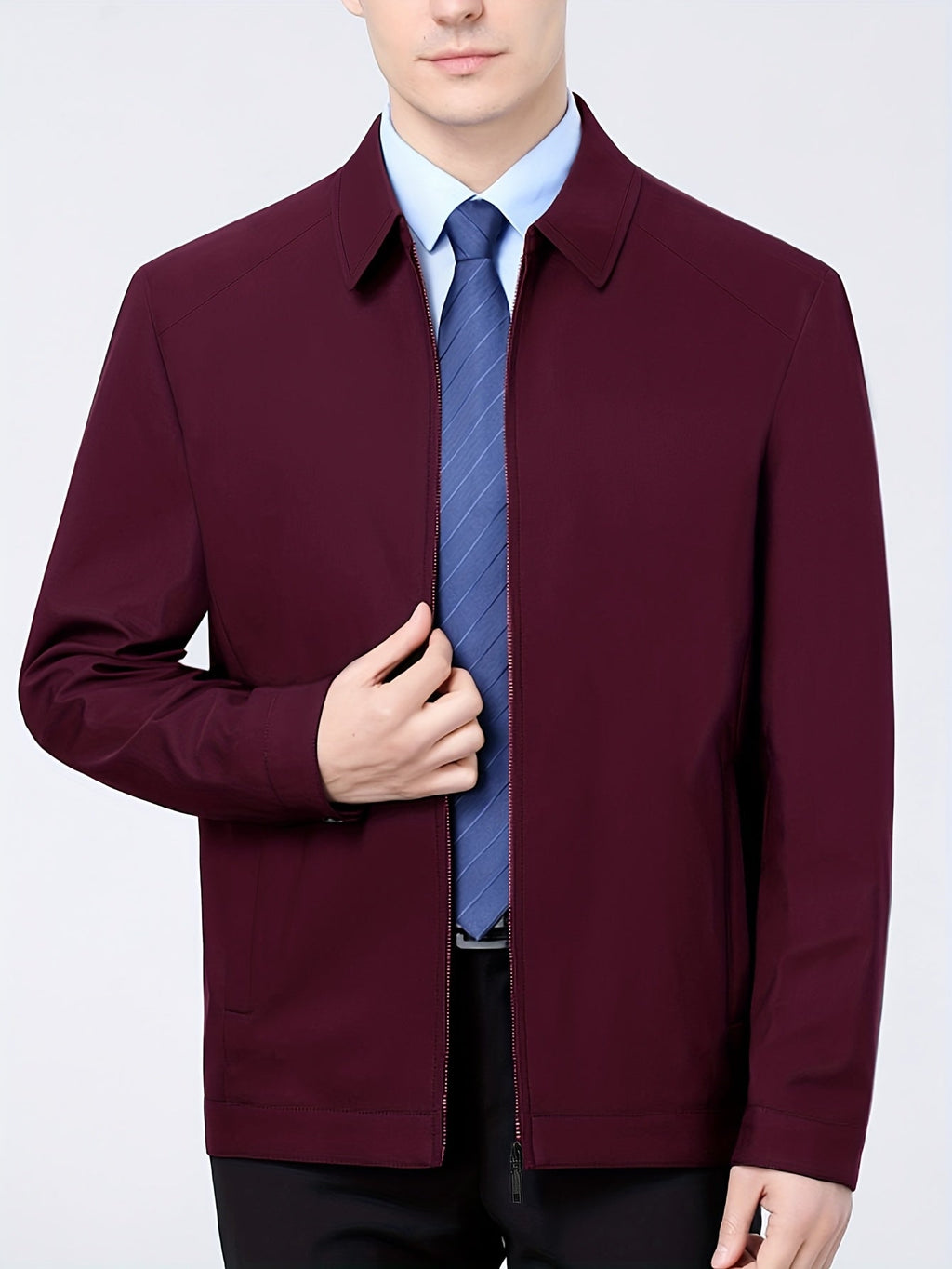 Alessandro | Blazer da uomo per look business con chiusura a zip, colletto a punta e stile smart casual da lavoro