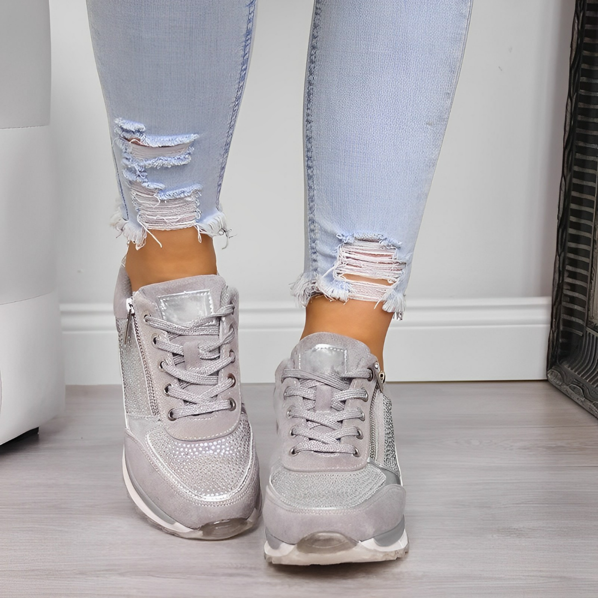 Rosamaria Women's Zip-Detail Everyday Sneakers original photo