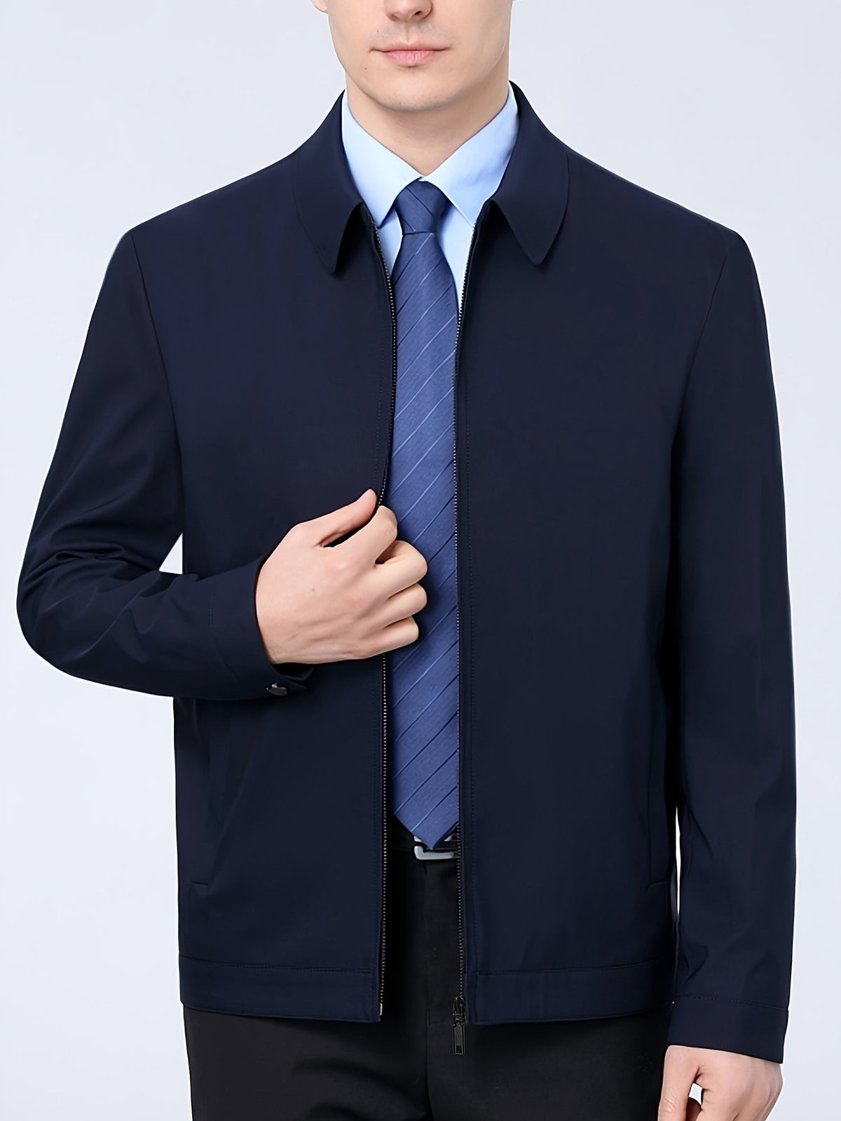 Alessandro | Blazer da uomo per look business con chiusura a zip, colletto a punta e stile smart casual da lavoro