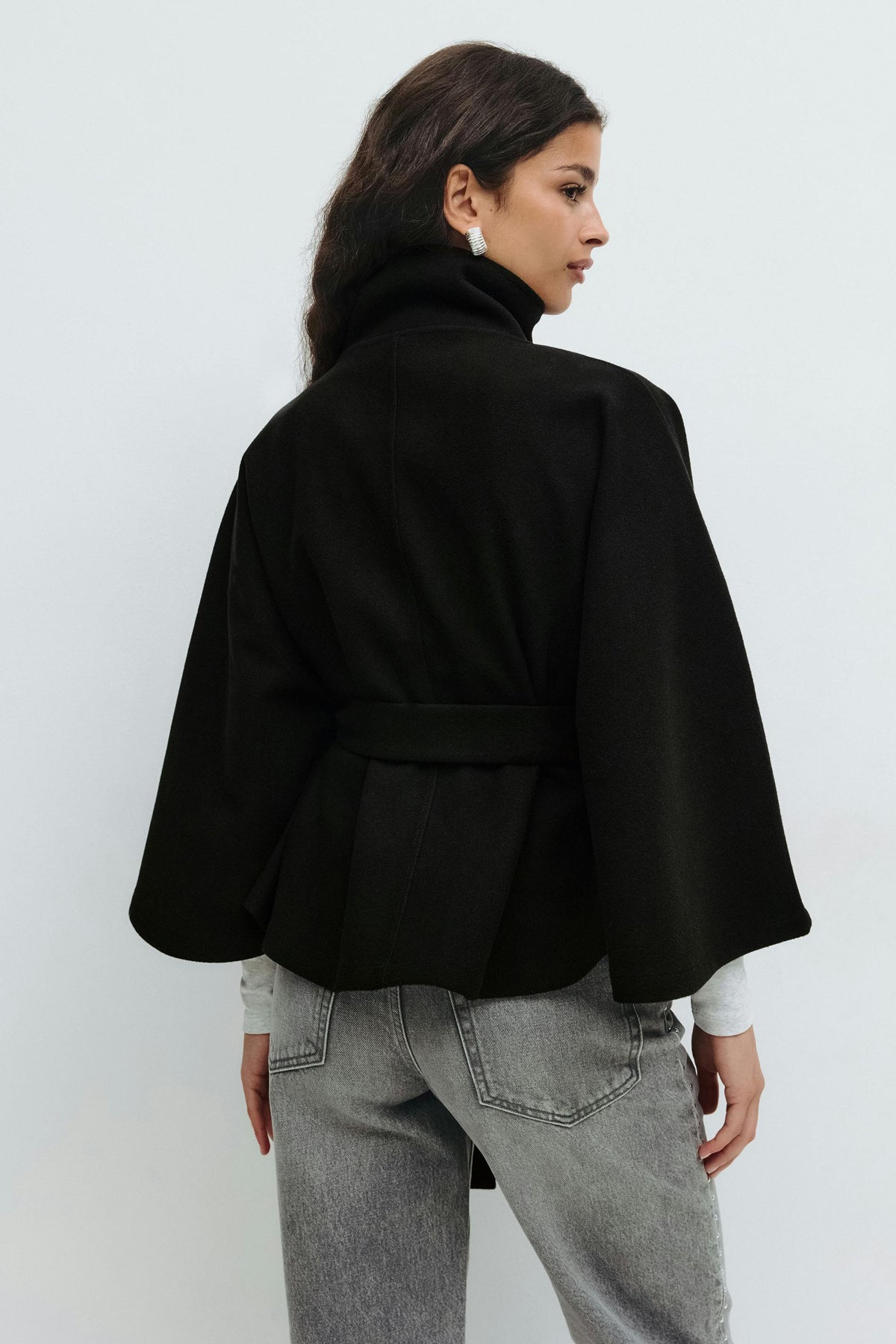 Ginevra | Women's High-Collar Belted Cape-Style Coat original photo 10